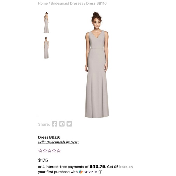 Dessy for Bella Bridesmaids taupe bridesmaids gown